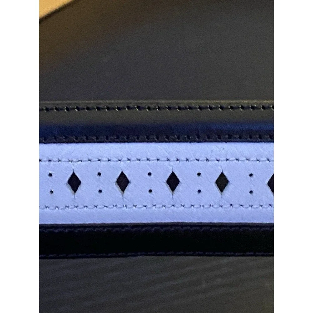 Mezlan Men's Leather Belt Size 36 Black/White diamond cutout Brass Buckle Spain